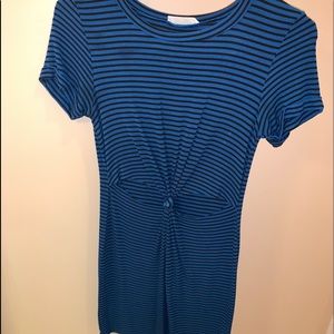 Honey Punch blue and black stripe knot dress